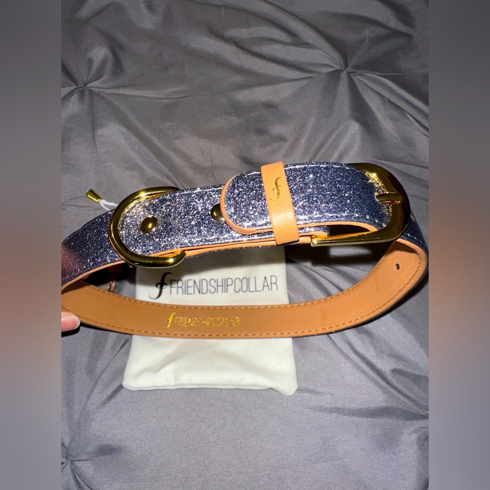 Friendship Dog Collar 
Sparkly Gray and Tan Dog Collar Set - Picture 5 of 6